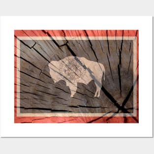 Wyoming Wood Flag Posters and Art